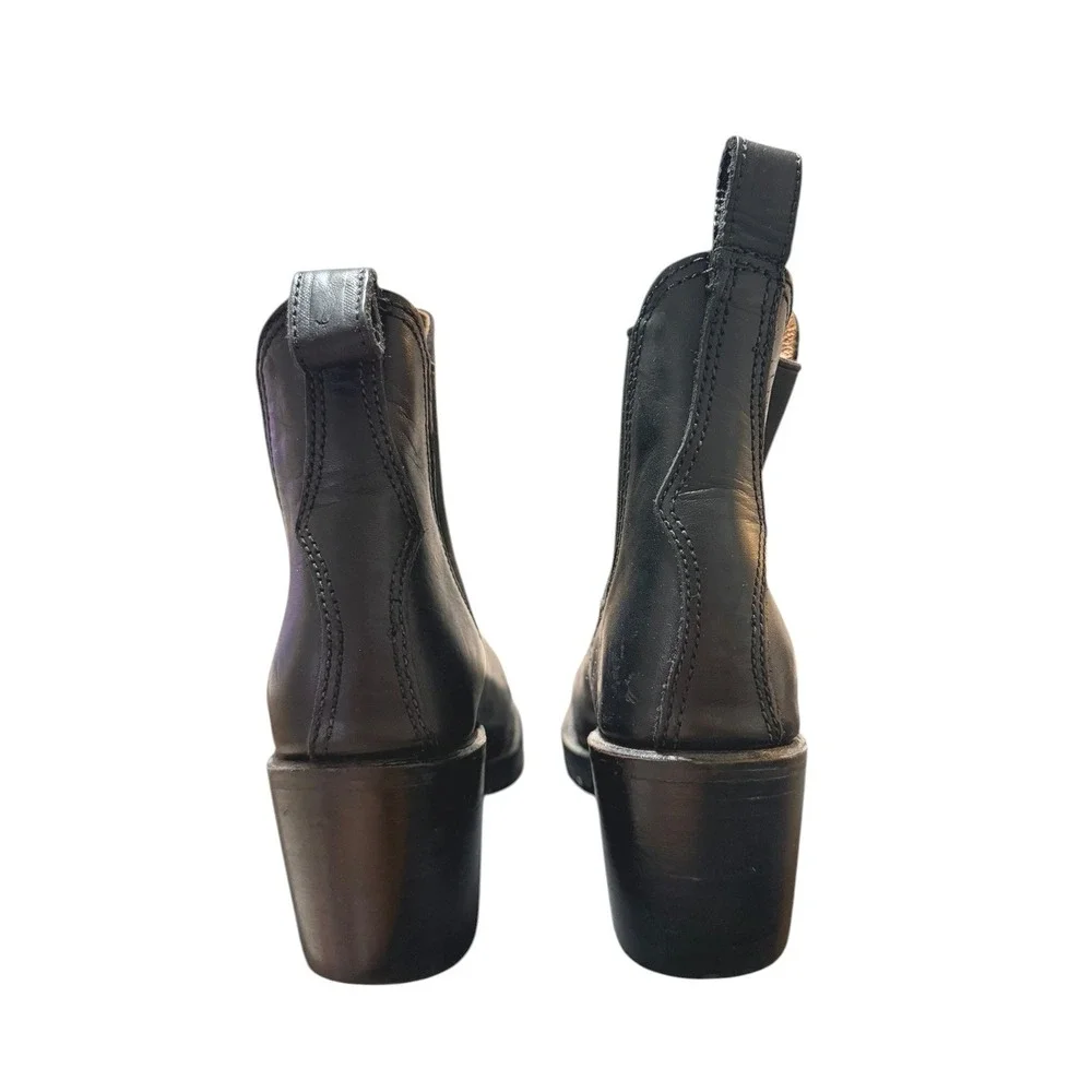 Frye‎ Black Leather Sabrina Chelsea Lug Sole Block Heel Western Boots Women 7.5